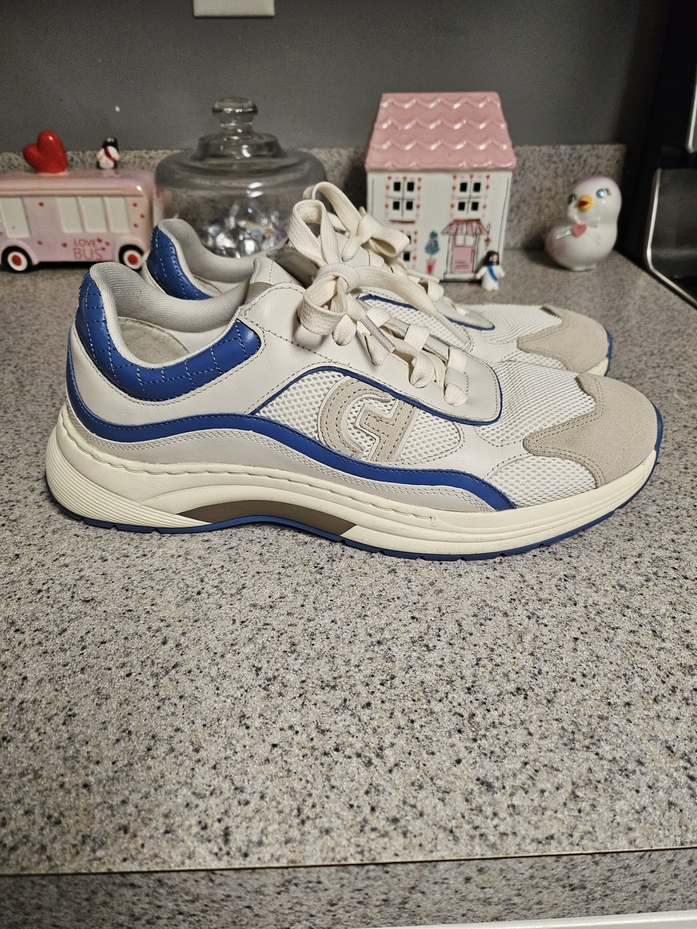 Cole Haan Ivory and Dutch Blue GrandPrø Eleeana Sneakers